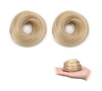 Lot de 2 faux chignons lisses en fibre haute température, chouchous volumateurs pour coiffures rapides, look naturel et élégant pour usage quotidien, fêtes, travail et occasions spéciales
