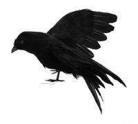Lot de 2 faux corbeaux noirs avec plumes et matériau plastique pour Halloween, chasse, cour extérieure et fête à thème