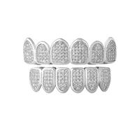 Lot de 2 faux dents hip hop plaquées or 18 carats - Faux dents - Hip Hop - Capuchons de grillz - Grillz - Doré, A, Plaqué or, Plaqué or