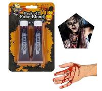 Lot de 2 faux tubes de sang pour Halloween, vampire et zombie pour modélisation théâtrale de cicatrices pour le visage et le corps, ces faux tubes de sang sont spécialement formulés pour être sans
