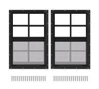 Lot de 2 fenêtres coulissantes noires de 35,6 x 53,3 cm avec écran en verre trempé et fibre de verre avec vis pour abri de jardin, poulailler, cabane de jeux, garage et grange