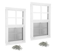 Lot de 2 fenêtres d'abri de Jardin de 30,5 cm de Large x 45,7 cm de Haut, fenêtre Blanche encastrée avec écran en Verre trempé et Fibre de Verre, fenêtres coulissantes avec Curseur Vertical et vis