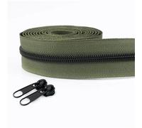 Lot de 2 fermetures éclair en nylon 5# - 2/5/10 m - Pour sac à veste - Fermeture éclair au mètre - Fermeture éclair en plastique - Fermeture à coudre - Pour réparation - Vert-A - 2 m