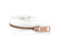 Lot de 2 fermetures éclair métalliques n° 5, 15-80 cm, ouverture/fermeture pour la réparation des poches de sacs et manteaux.,Or rose blanc,Extrémité fermée - 15 cm