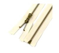 Lot de 2 fermetures éclair métalliques, n° 5, longueur 40-80 cm, idéales pour la couture, la confection de chaussures, vestes, sacs et vêtements faits maison.,Beige,70 cm