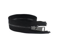 Lot de 2 fermetures éclair métalliques noires n° 5, 15-150 cm, avec verrouillage automatique pour vêtements et chaussures.,1-Noir,Extrémité ouverte - 60 cm