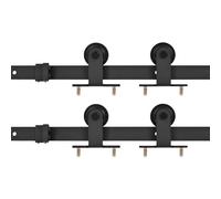 Lot de 2 ferrures de porte coulissante - 183 cm - Acier revêtu par pulvérisation noir - Ferrures de porte de qualité supérieure pour portes coulissantes modernes - Durable et facile à monter