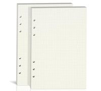 Lot de 2 feuilles A5 grilles points, 100 g/m², perforées 6 trous, recharge agenda/classeurs, 80 feuilles (160 pages), 21 x 14 cm, beige