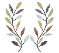 Lot de 2 feuilles d'arbre en métal pour décoration murale en fer forgé au-dessus du lit, salon, décoration extérieure (multicolore)
