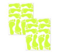Lot de 2 feuilles d'autocollants muraux motif empreinte de pied pour salon Halloween phosphorescents imperméables en PVC amovibles pour chambre à coucher, bureau, sol, festival, vert