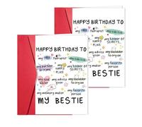 Lot de 2 feuilles de cartes d'anniversaire amusantes avec enveloppe, carte d'anniversaire unique pour meilleure amie, pour votre sœur et votre âme sœur