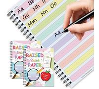 Lot de 2 feuilles de papier à spirale avec lignes surélevées colorées de 21 x 27,9 cm pour entraînement d'écriture avec TDAH 1,63 cm - Bloc de dysgraphie de ligne sensorielle pour étudiants