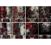 Lot de 2 feuilles de papier de riz gothique, 29 x 29 cm - Papier de découpage - 8 motifs pour collage, supports mixtes, fabrication de cartes et travaux manuels, découpage CRAFT KREATIVELY