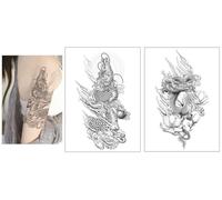 Lot de 2 feuilles de tatouages temporaires Dragon Tatouages pour bras T125 126
