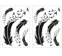 Lot de 2 feuilles de tatouages temporaires plume oiseau tatouage plume oiseau HSC081x2