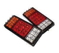 Lot de 2 Feux Arrière LED - Nearful - 12V 24V avec Grille de Protection Stop Clignotant Recul pour Remorque Camion Caravane Van