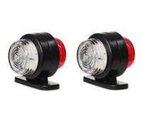 Lot de 2 Feux de Gabarit et d'Encombrement LED Rouge Blanc 12V 24V Feux de Position Latéraux Courts en Caoutchouc pour Camion Poids Lourds Caravane Camping-car Remorque