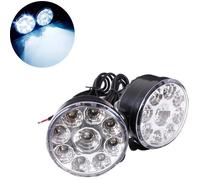 Lot de 2 feux de jour ronds blancs 12 V 4,5 W pour voiture, feux antibrouillard ronds universels à 9 LED