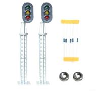Lot de 2 feux LED 3 couleurs pour modélisme ferroviaire - Finition argentée - Pour systèmes d'alimentation 12 V à 16 V CC - Résistances et vis incluses pour un paysage réaliste