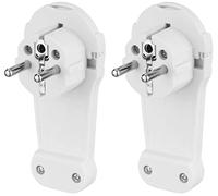 Lot de 2 fiches coudées avec contact de protection, extra plates