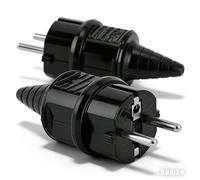 Lot de 2 fiches Euro, fiche de sécurité à 3 broches, 250 V 16 A, IP44 , fiche électrique anti-arrachement pour câbles de Ø 8-10 mm, adaptée à une utilisation en intérieur et en extérieur