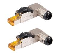 Lot de 2 fiches RJ45 entièrement blindées en alliage de zinc 90D