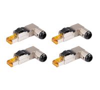 Lot de 2 fiches RJ45 entièrement blindées en alliage de zinc, coudées à 90 degrés