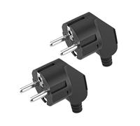 Lot de 2 fiches Schuko - Fiche de contact de protection avec douille de protection anti-torsion - Prise Euro 250 V (16 A) pour câble de 8 à 10 mm - Fiche Schuko coudée - IP20 - Pour l'intérieur - Noir