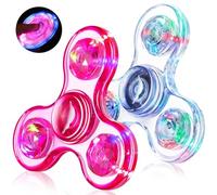 Lot de 2 Fidget Spinners for enfants, jouets sensoriels lumineux for adultes de 4 à 8 à 12 ans atteints d'autisme et de TDAH, jouets anti-anxiété, cadeaux for adolescents, cadeaux de fête dans le noir