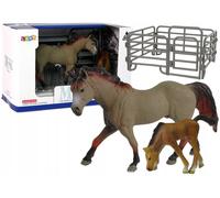 lot de 2 figurines Cheval avec poulain et écurie Chevaux bouquetins