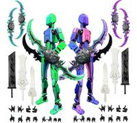 Lot de 2 figurines d'action T13 (montage terminé) - Multiarticulations imprimées en 3D - En titane - 13 figurines d'action - Lucky 13 - Figurine d'action factice - Décoration de bureau pour les