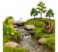 Lot de 2 figurines de jardin décoratives - Pêcheur - Mini étang - Pour jardin, paysage - Étang créatif - Décoration de jardin - Pour balcon, terrasse, étang de jardin, étang - Halloween (figurine）
