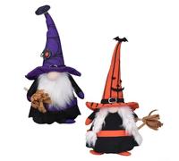 Lot de 2 figurines de nains fabriquées à la main pour décorations d'Halloween avec nez en peluche et chapeau haut, base lestée pour plus de stabilité, fête des saints et décoration festive à la maison