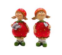 Lot de 2 figurines décoratives en forme de fraise, figurines de fruits en forme de fraise, figurines d'été, figurines fraises, enfants fraises en céramique, en rouge, taille d'une figurine : L/l/H 5 x