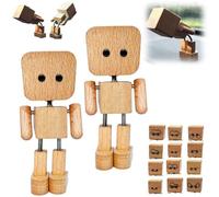 Lot de 2 figurines d'homme en bois qui secouent votre corps, figurines en bois faites à la main pour décorer le tableau de bord de voiture, charmantes petites figurines en bois qui secouent votre