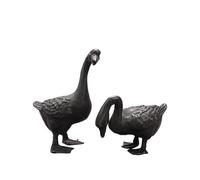 Lot de 2 figurines d'oie en laiton faites à la main en bronze antique, statue de jardin pour la maison, la chambre d'enfant, décoration de collection artisanale