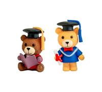 Lot de 2 figurines d'ours de remise de diplôme avec chapeau de remise de | Sculpture d'ours pour enfants, classe scolaire, maternelle, école, université, fête, bibliothèque