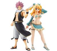 Lot de 2 figurines Fairy Tail Natsu Dragneel/Lucy Heartfilia Action Figure Statue Anime Manga Personnage PVC Craft Model Set Figurine de collection Fournitures de décoration