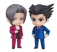 Lot de 2 figurines Miles Edgeworth et Phoenix Wright de 10 cm - Pièces interchangeables et figurines mobiles - Statue de décoration de bureau