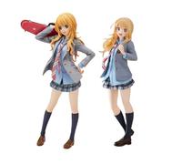 Lot de 2 figurines Miyazono Kaori - Figurines d'anime - Your Lie en avril - Uniforme scolaire - Statue de modèle en PVC pour affichage - Cadeau pour les fans d'anime - 18 cm + 20 cm