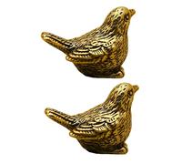 Lot de 2 figurines moineaux en laiton - Statues de moineau miniatures - Statues de moineau miniatures - Figurine d'oiseau en laiton Feng Shui vintage - Statues de jardin d'animaux - Décoration de