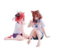 Lot de 2 figurines Nakano Miku Nakano Itsuki - Figurine d'action Nakano Nino - Pyjama avec oreilles de chat et queue assises - Position Skulptur - Décoration de collection - Cadeau d'anniversaire - 15