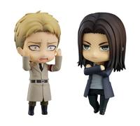 Lot de 2 figurines Reiner Braun/Eren Jaeger de 10 cm Version Q en PVC - Modèle d'anime interchangeable - Visage et accessoires - Figurine d'action - Ornements de bureau - Fait à la main - Collection