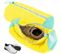 Lot de 2 filets à linge pour machine à laver, chaussures avec duvet de nettoyage à 360 °, réutilisables, avec fermeture éclair, pour baskets, chaussettes, soutien-gorge, jaunes