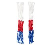 Lot de 2 filets de basket-ball en nylon à 8 boucles standard et durables pour compétition professionnelle - Blanc, rouge, bleu (2 pièces, 25 cm)