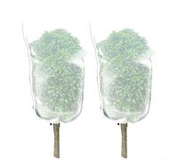 Lot de 2 filets de couverture pour plantes avec durabilité améliorée en polyéthylène et cordon de serrage pratique pour la surveillance des cultures et la défense des éléments (80 x 95 cm)