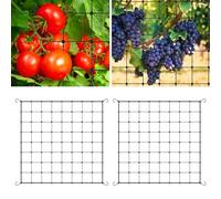 Lot de 2 filets de culture pour plantes grimpantes avec crochets, filet élastique pour plantes, légumes, fruits, jardin, balcons, 80 x 80 cm - Noir