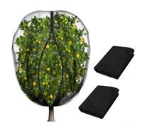 Lot de 2 filets de jardin avec fermeture éclair et cordon de serrage pour arbres fruitiers, maille fine en polyéthylène pour intrusion d'oiseaux et de parasites tout en favorisant la santé des plantes