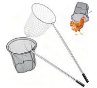 Lot de 2 filets de pêche en acier inoxydable évolutifs pour poules, canards, oies, dindes, poissons, etc