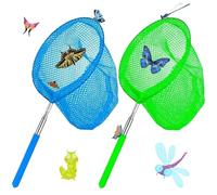 Lot de 2 filets de pêche télescopiques extensibles pour enfants, science naturelle, outil d'exploration des insectes, petits poissons, activités de plein air, plage, jardin